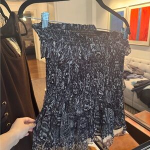 IRO Black and White Ruffled Gerill skirt in GREY BEIGE size small